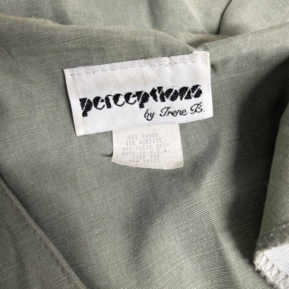 VTG Perceptions By Irene B Green Shoulder Padded Button Up Embellished Blouse 14 - Picture 7 of 10